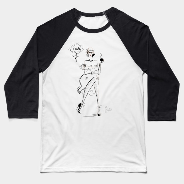 Café Baseball T-Shirt by Natxa